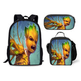 I AM Groot Schoolbag Backpack Lunch Bag Pencil Case 3pcs Set Gift for Kids Students